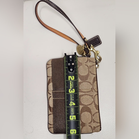Coach Vintage Brown & Gold SignatureJacquard Canvas Wristlet